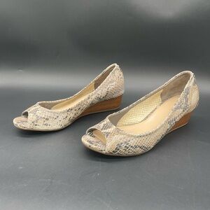 Cole Haan N Air ‘Tali’ Women's Open Toe Wedge Snakeskin Print Leather Size 8